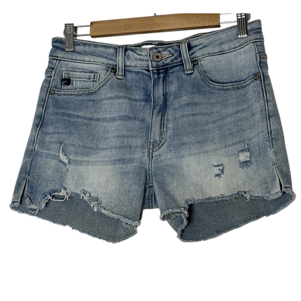 KanCan Jean Shorts Women's Large Blue Stretch Distressed Classic Beach Summer
